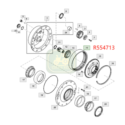 نظام القيادة 70T R554713 R229687 حلقة التروس للجرار JD